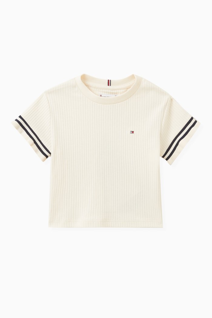 

Essential Ruffle Slim T-shirt in Cotton, Neutral