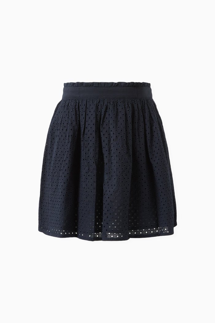 

Broderie Anglaise Mini Skirt in Cotton, Blue
