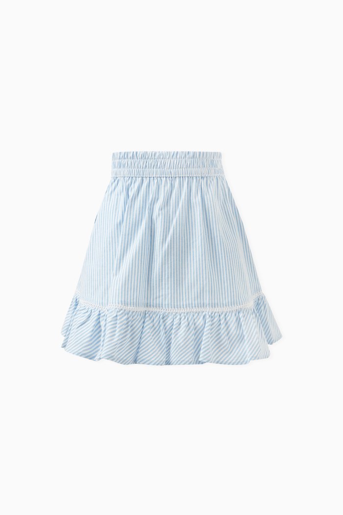 

Ithaca Striped Skirt in Cotton Poplin, Blue