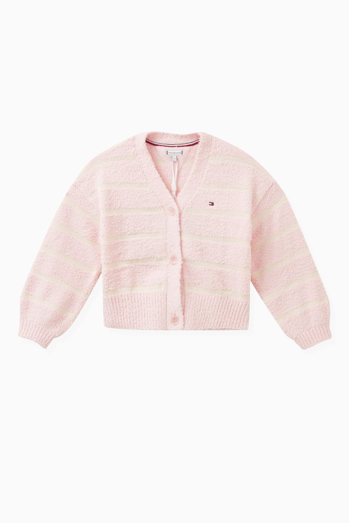 

Stripes Bouclé Cardigan in Knit, Pink