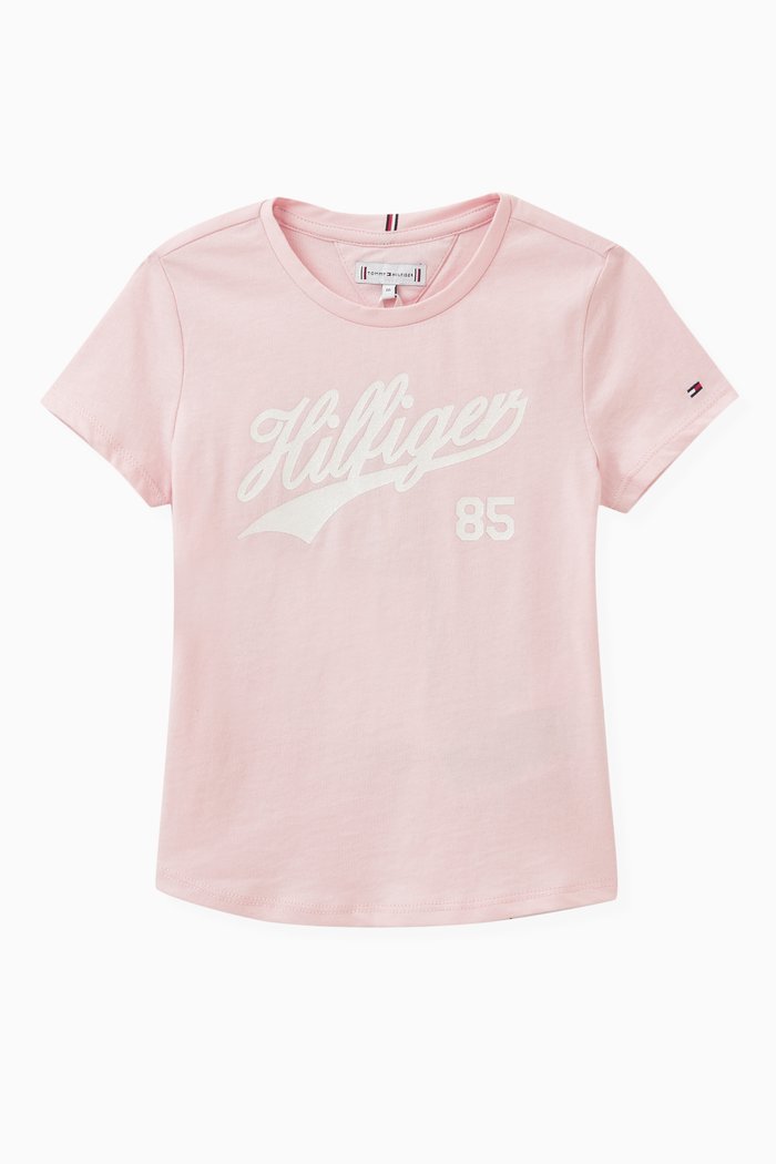 

Varsity Script Logo T-shirt in Cotton-blend, Pink