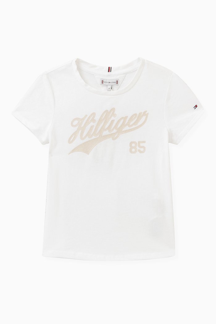 

Varsity Script Logo T-shirt in Cotton-blend, White