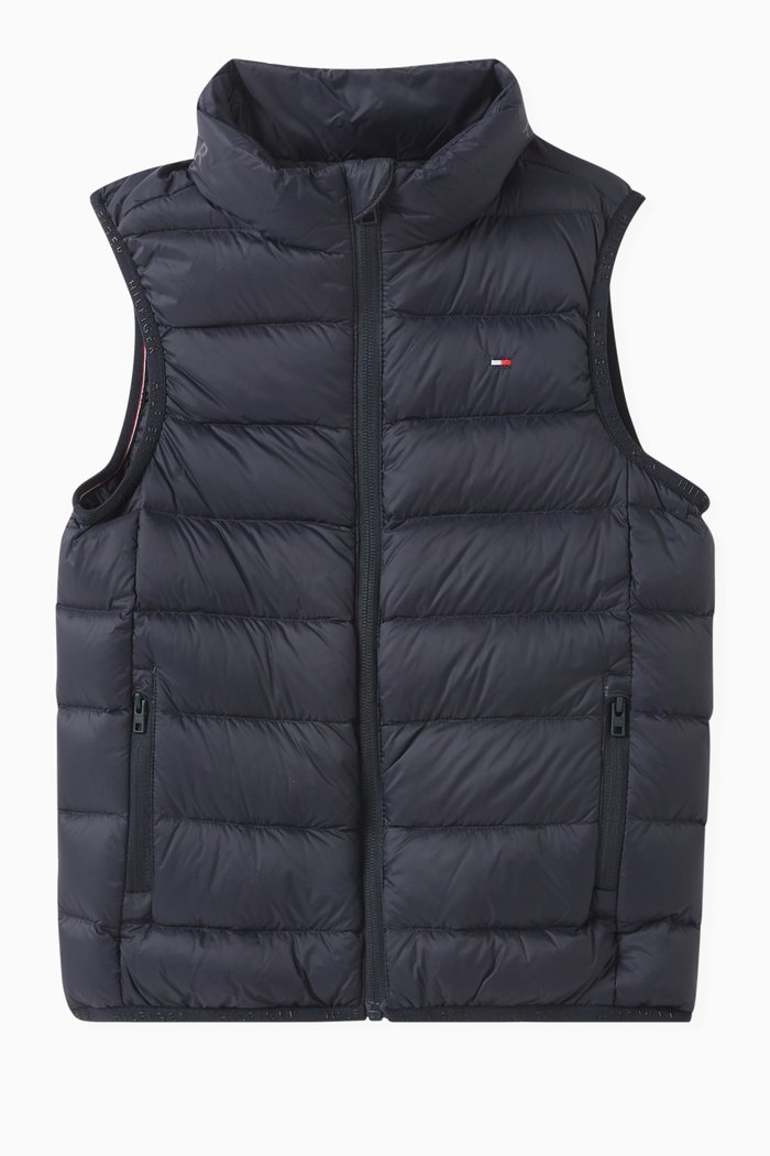 

Essential Flag Padded Vest in Recycled Nylon, Blue
