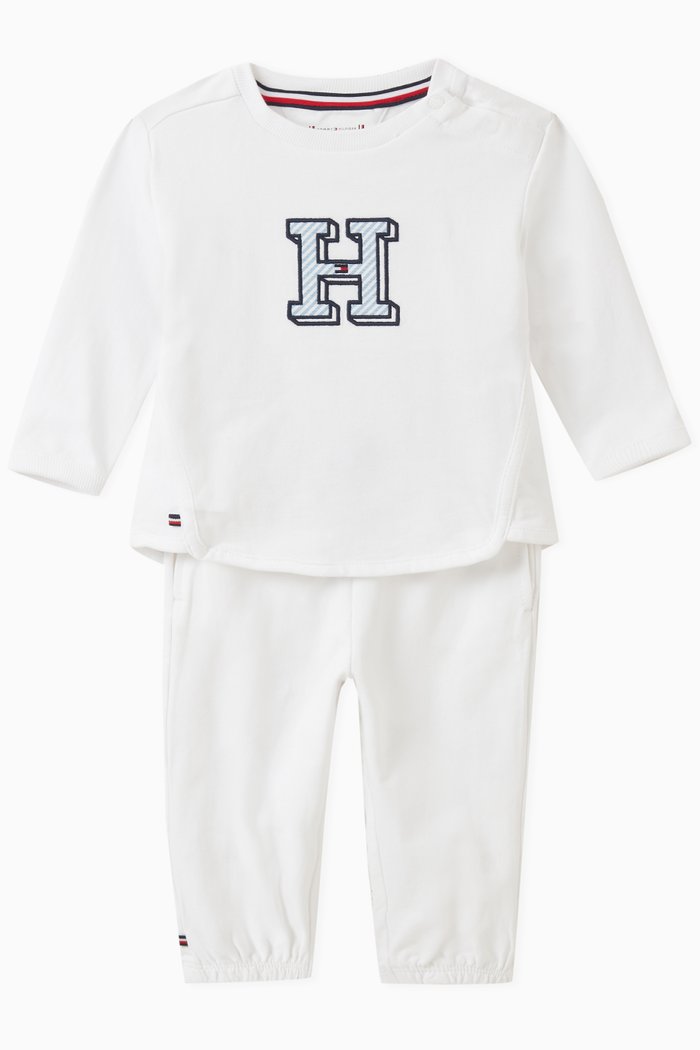 

Itaca Stripe Sweatshirt & Pants Set in Stretch-cotton, White