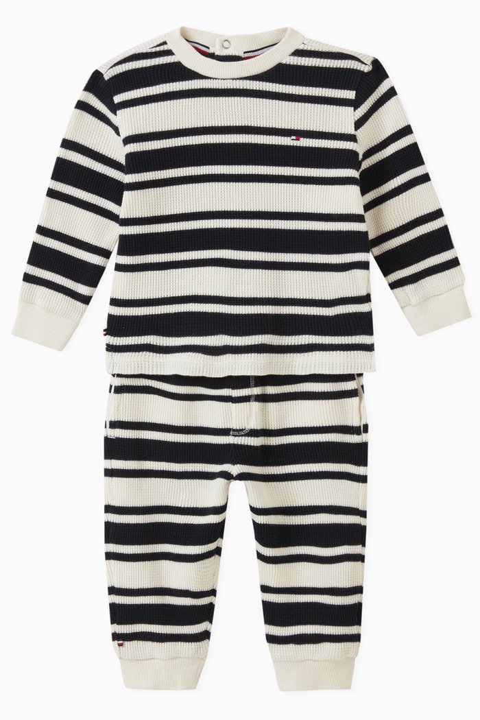 

Baby Striped Waffle Gift Set in Organic Cotton, Neutral