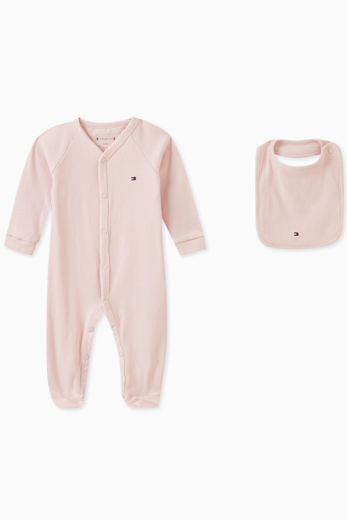 

Rib-knit Sleepsuit Gift Set, Pink