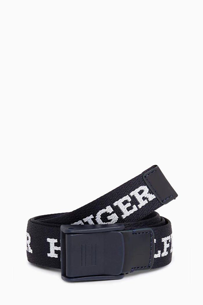 

Repeat Logo Belt in Webbing, Blue