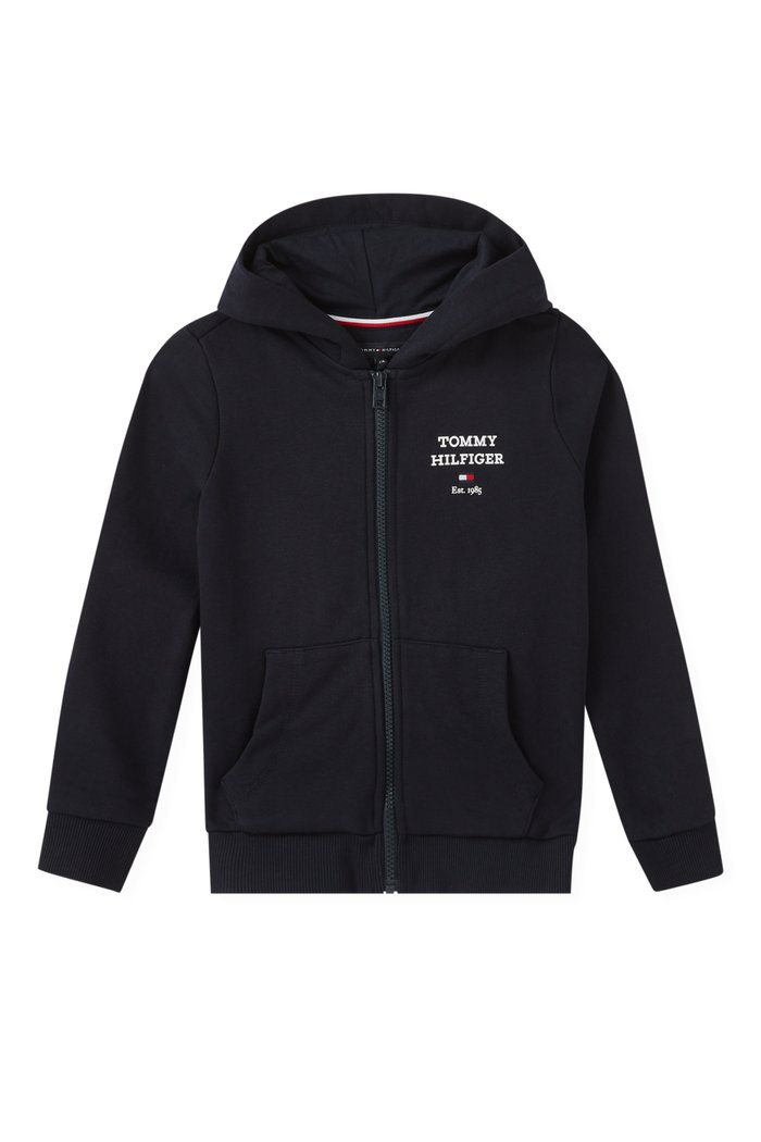 

Logo Zip-Through Hoodie in Cotton, Blue