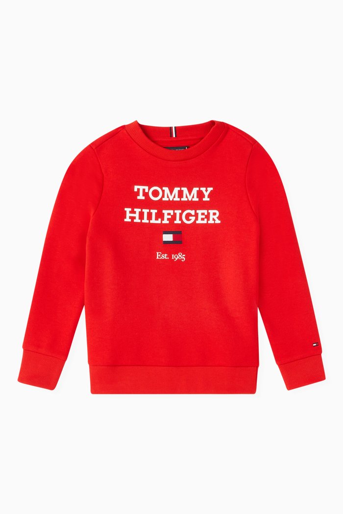 

Oversized Logo Sweatshirt in Cotton, Red