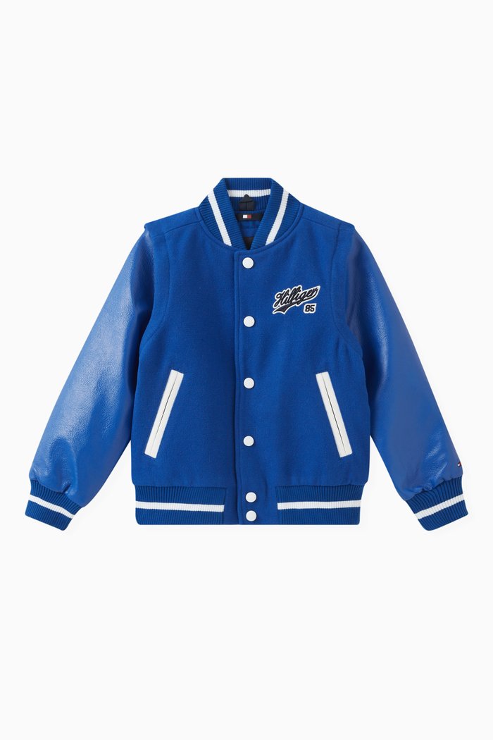 Varsity Logo Bomber Jacket, Blue