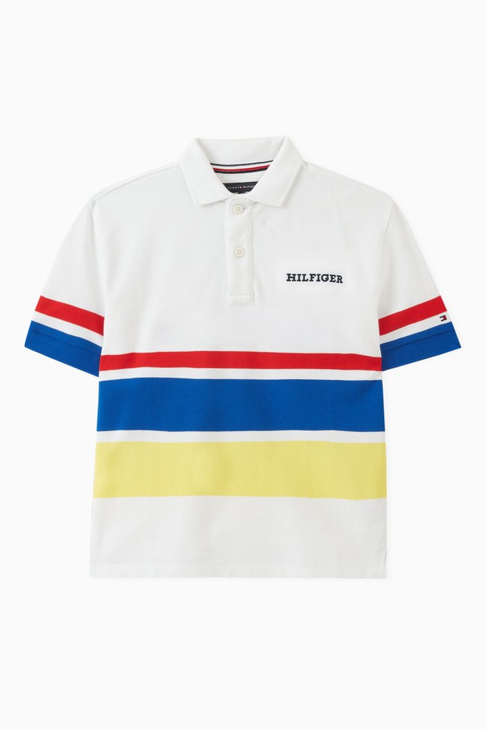 

Striped Polo Shirt in Cotton, White