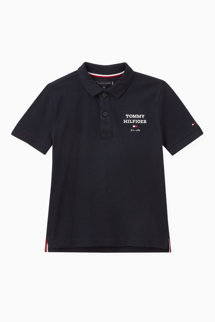 

Embroidered Logo Polo Shirt in Cotton, Blue