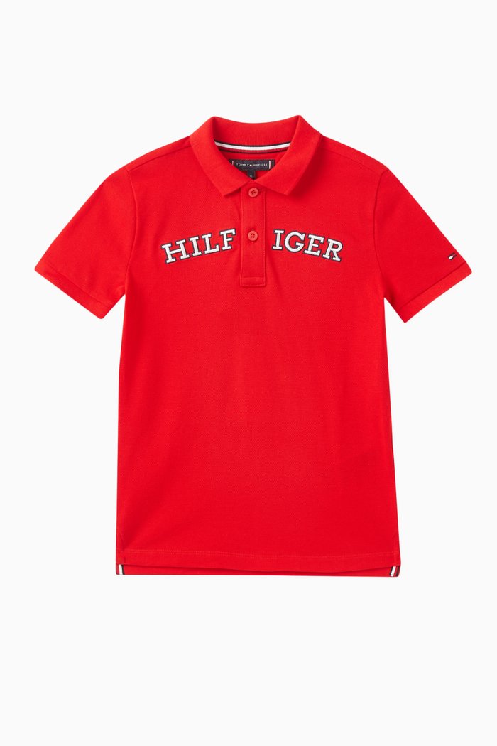 

Logo Polo Shirt in Cotton Piqué, Red