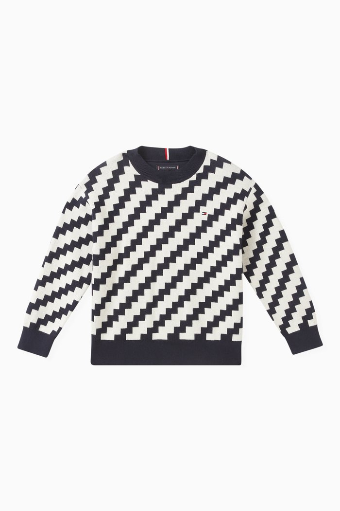 

Jagged Stripe Sweater in Organic Cotton, Neutral