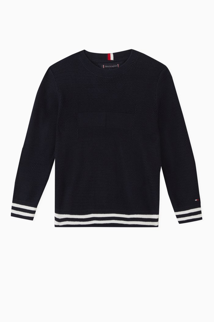 

Flag Logo Sweater in Cotton-knit, Blue
