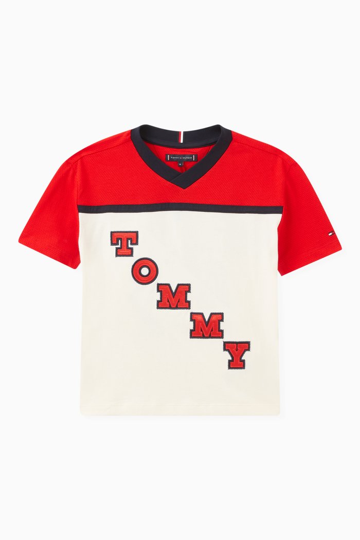 

Varsity Logo T-shirt in Stretch Cotton, Red