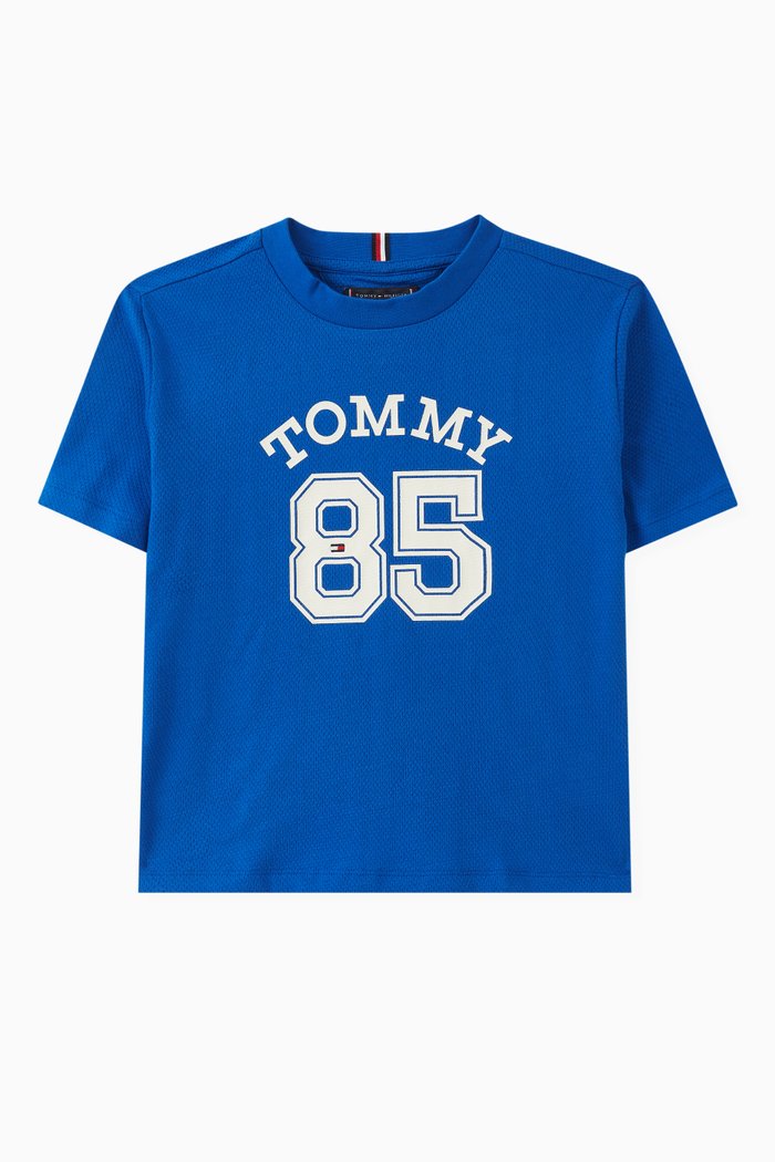 

Mesh Varsity T-shirt in Cotton, Blue