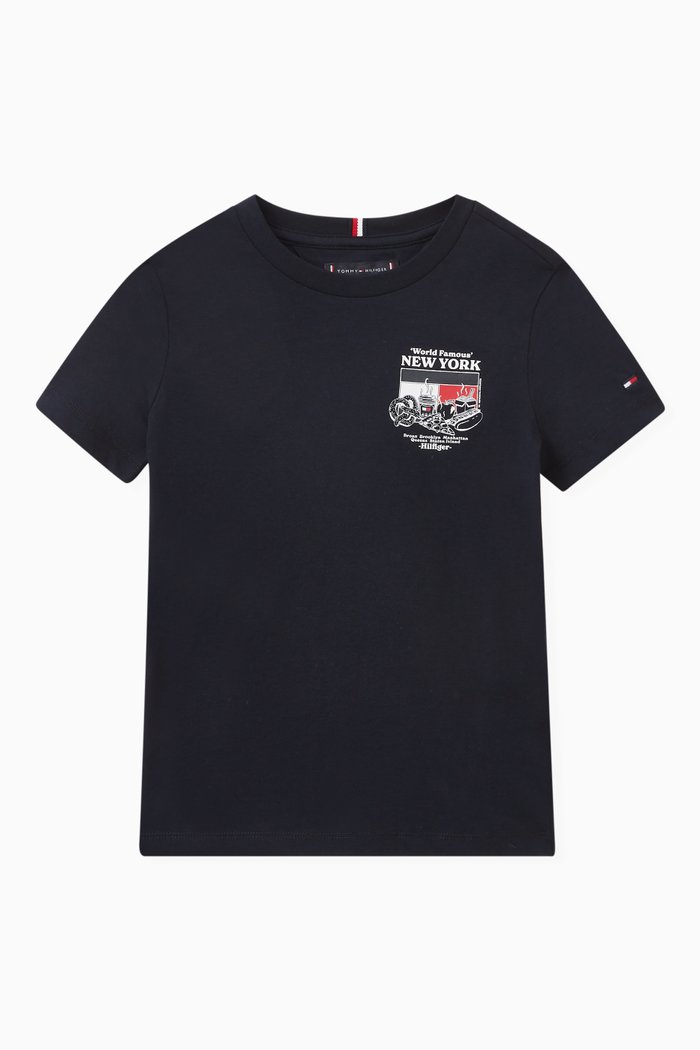 Finest Foods Print T-Shirt in Cotton, Blue