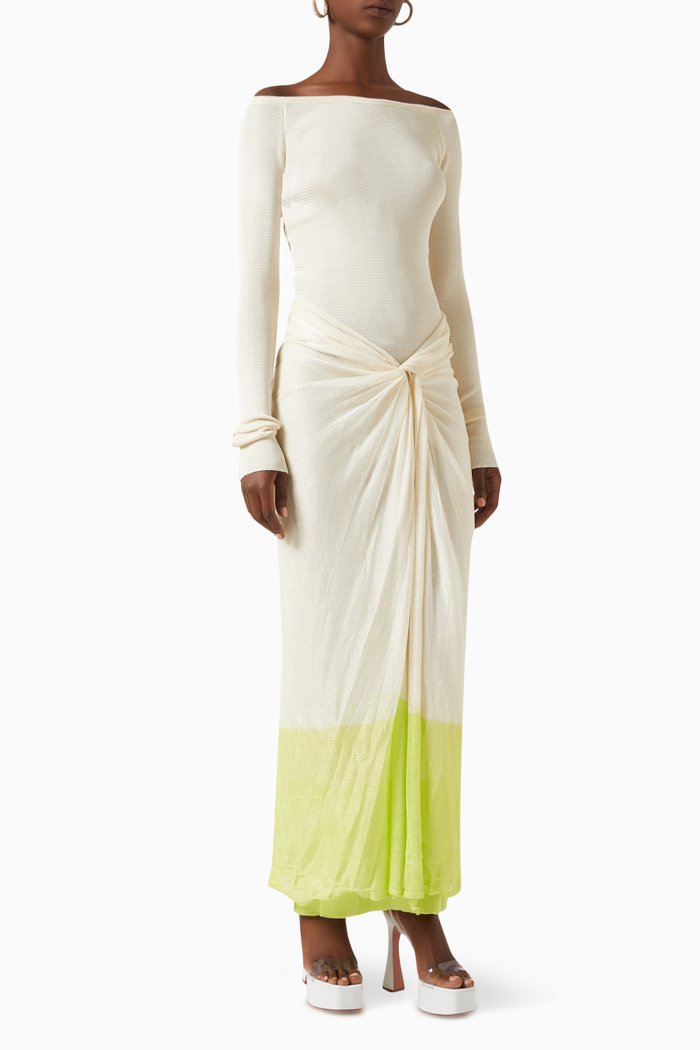 

Ruched Knot Maxi Dress, White