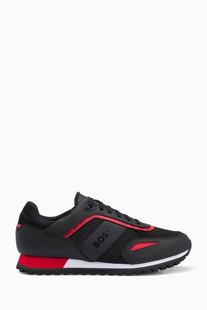 

Logo Sneakers in Faux Leather, Black