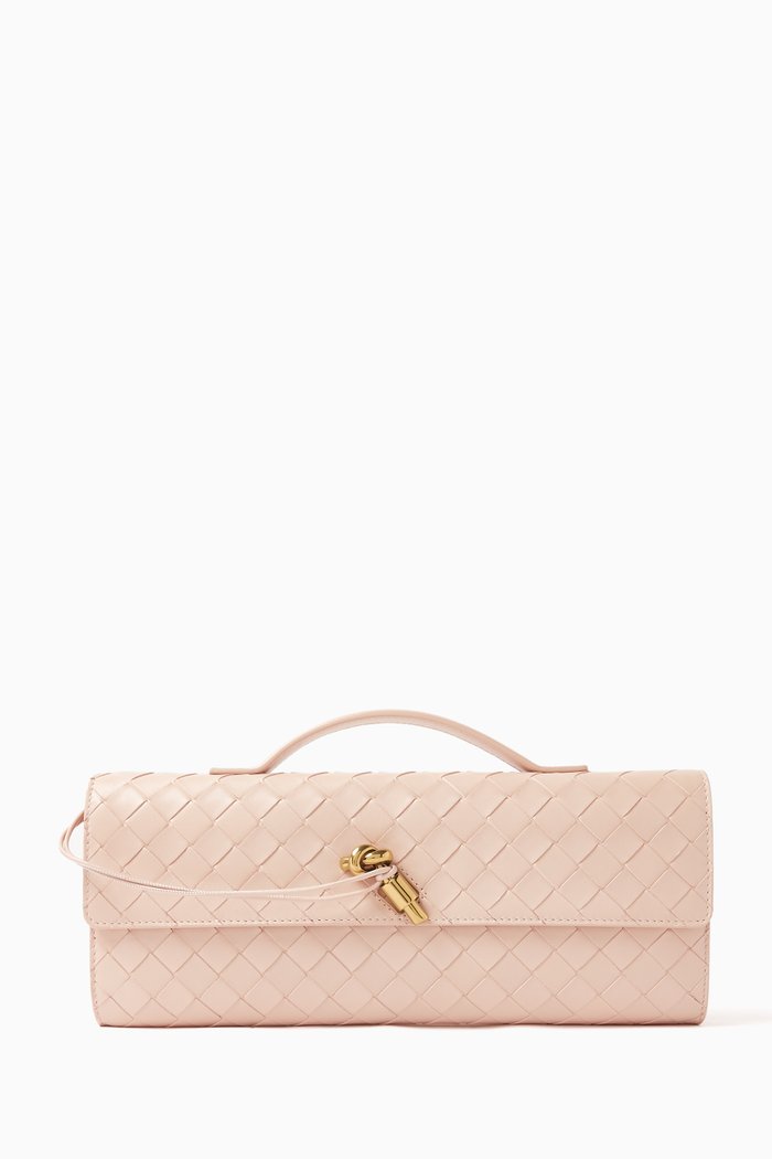 

Andiamo Long Clutch in Intrecciato Leather, Pink