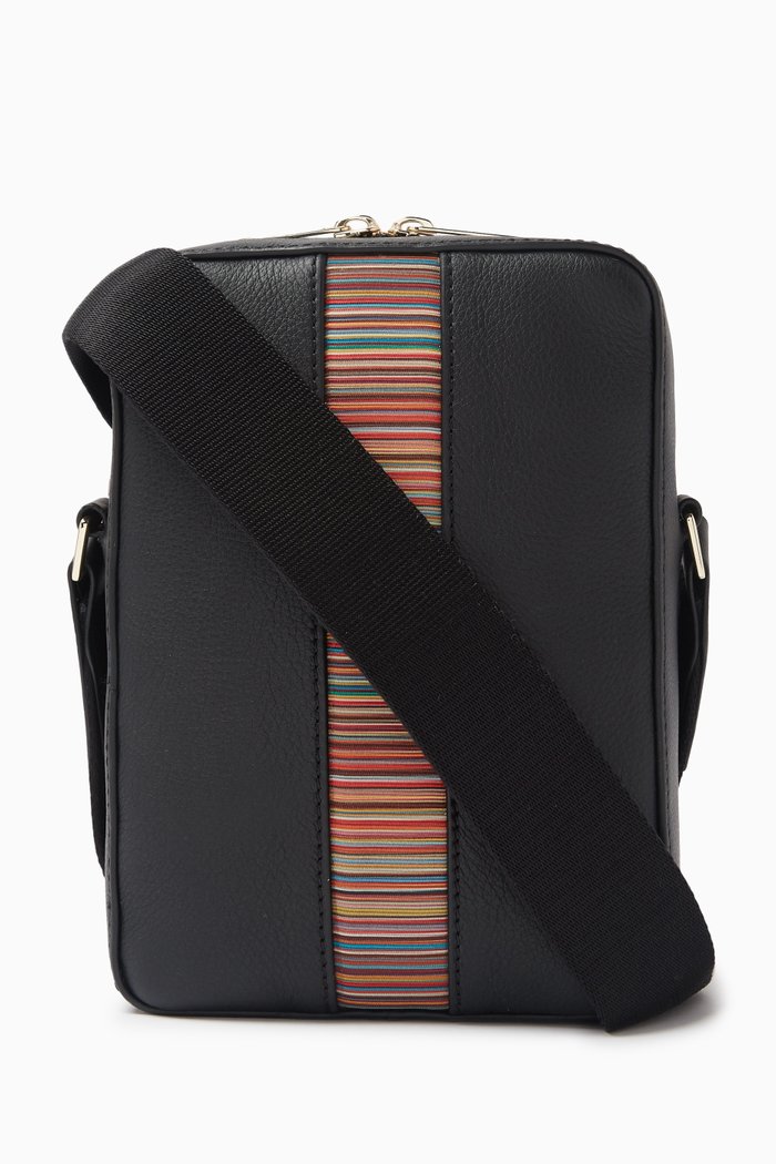 

Signature Stripe Flight Bag in Leather, Black