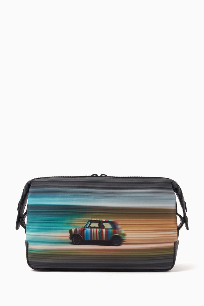 

Mini Blur Print Wash Bag in Canvas & Leather, Multicolour