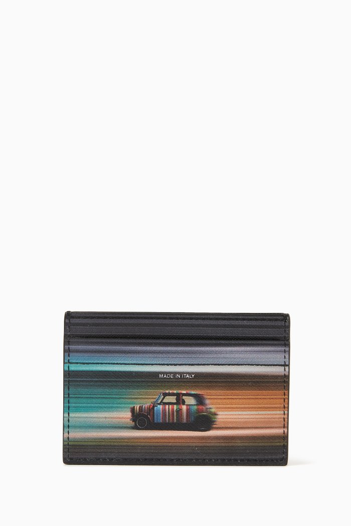 

Mini Blur Card Holder in Leather, Black