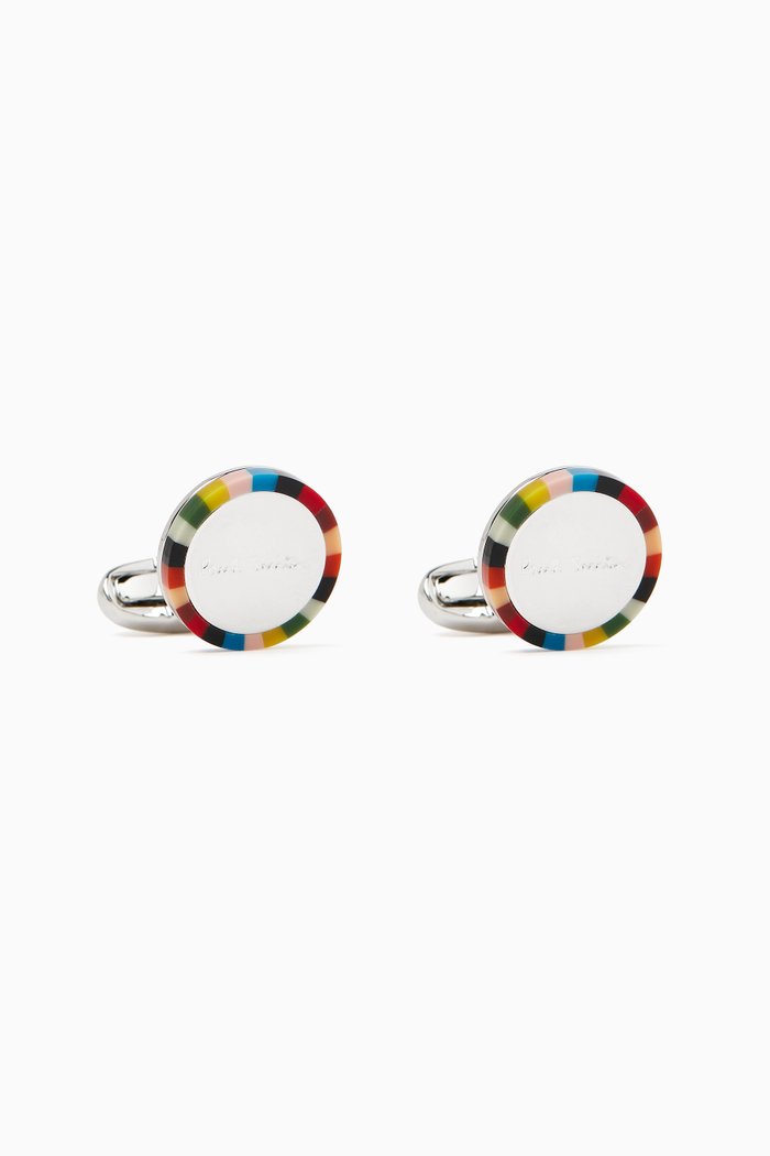 

'Signature Stripe' Cufflinks in Copper & Zinc, Multicolour