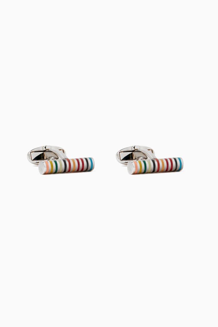 

Cylinder Multistripe Cufflinks in Copper & Zinc, Multicolour