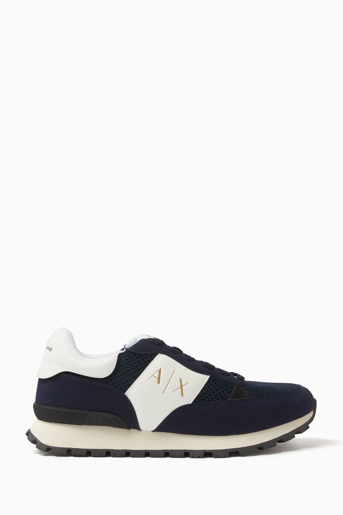 

Drop AX Logo Sneakers in Mesh & Faux-leather, Blue