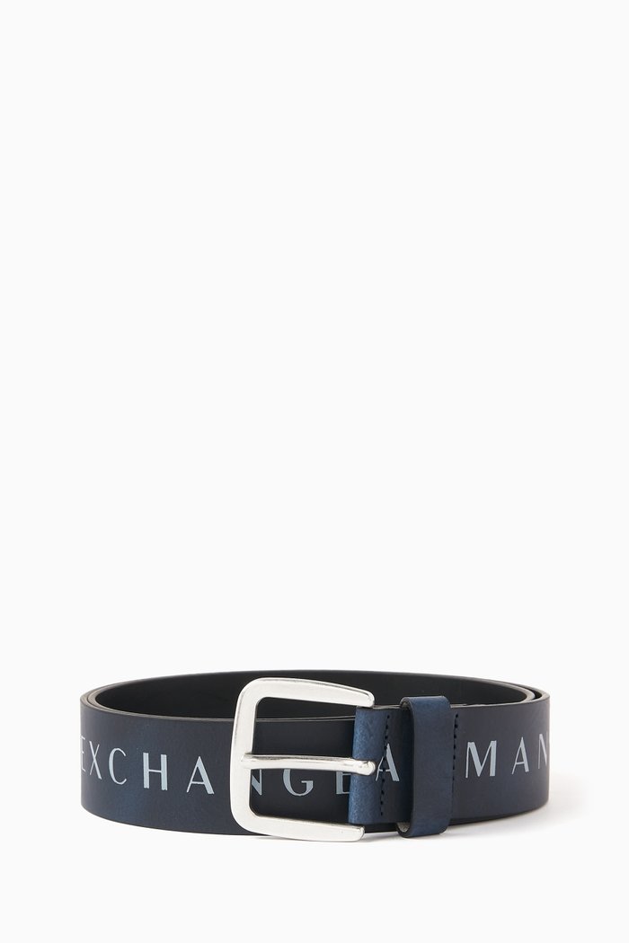 

Logo-print Belt in Leather, Blue