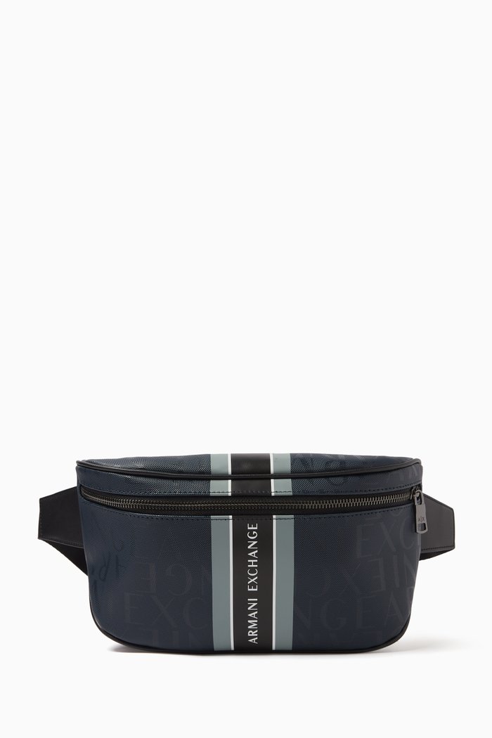 

AX Logo Belt Bag in Faux Leather, Blue