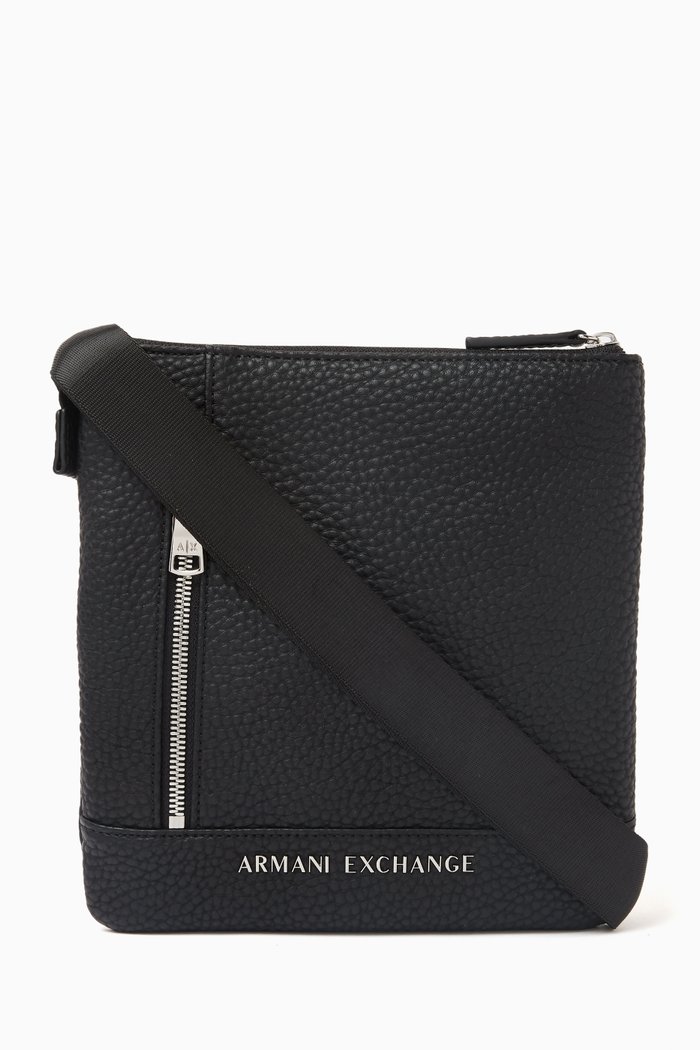 

Capri AX Logo Crossbody Bag in Faux Leather, Black