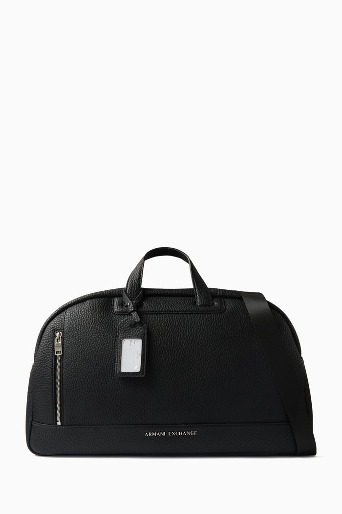 

Capri AX Logo Duffle Bag in Faux Leather, Black