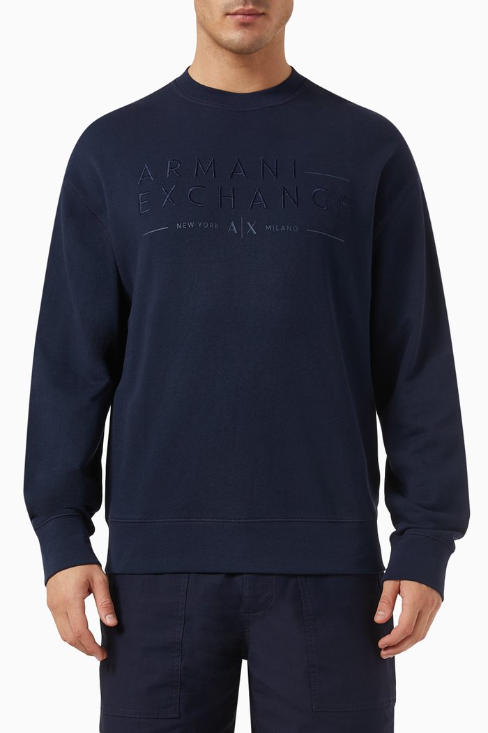 

AX Logo Sweatshirt in Cotton-linen, Blue