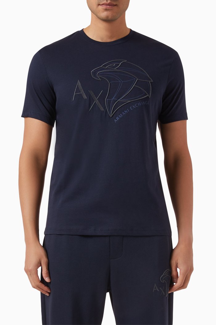 

Digital Desert Embroidered AX Logo T-shirt in Cotton, Blue
