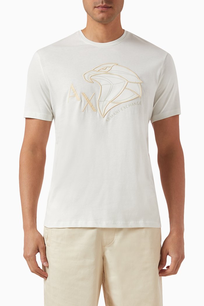 

Digital Desert Embroidered AX Logo T-shirt in Cotton, White