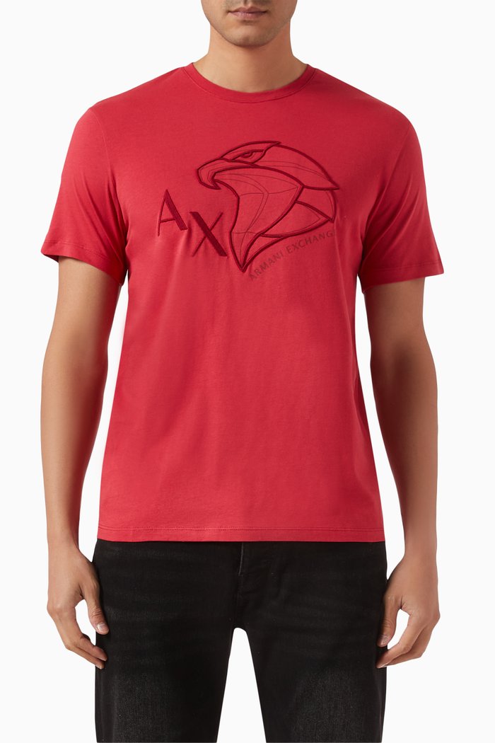 

Digital Desert Embroidered AX Logo T-shirt in Cotton, Red