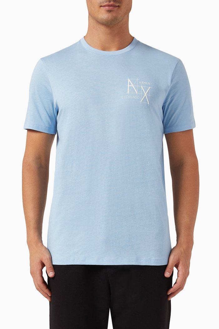 

AX Logo Slim T-shirt in Cotton, Blue