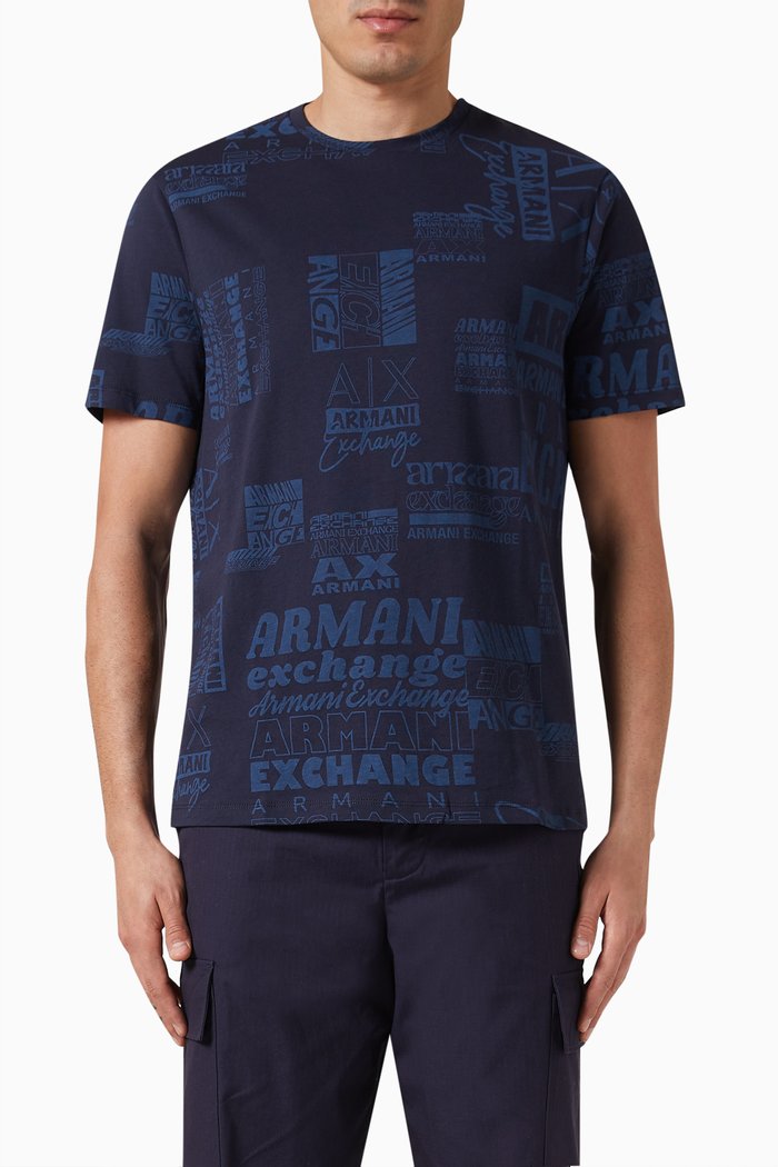 

All-over Logo-print T-shirt in Cotton-jersey, Blue