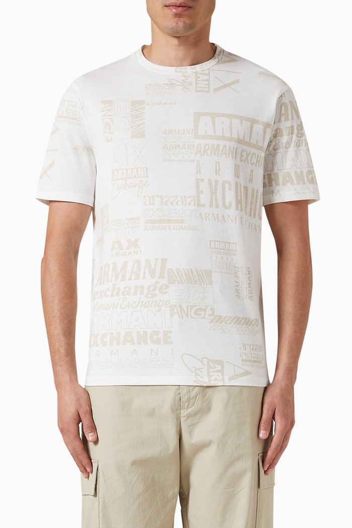 

All-over Logo-print T-shirt in Cotton-jersey, White