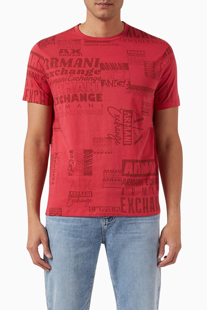 

All-over Logo-print T-shirt in Cotton-jersey, Red