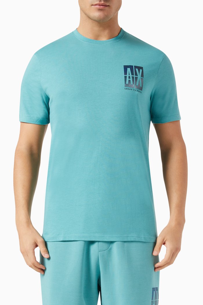 

Logo-embroidered T-shirt in Cotton, Blue