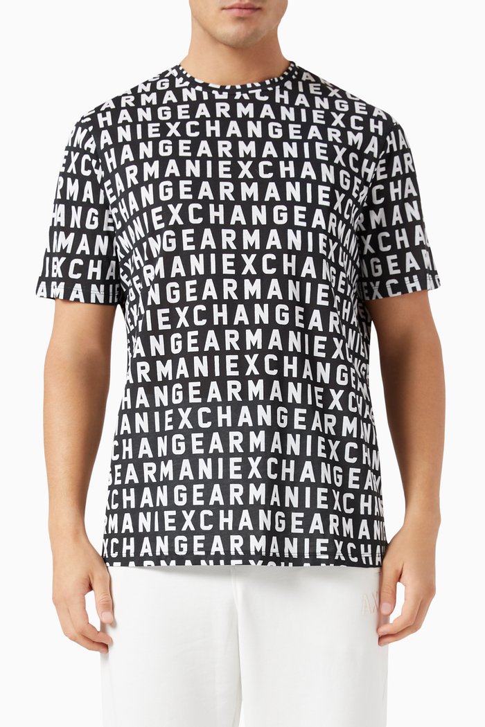 

All-over Logo T-shirt in Cotton, Black
