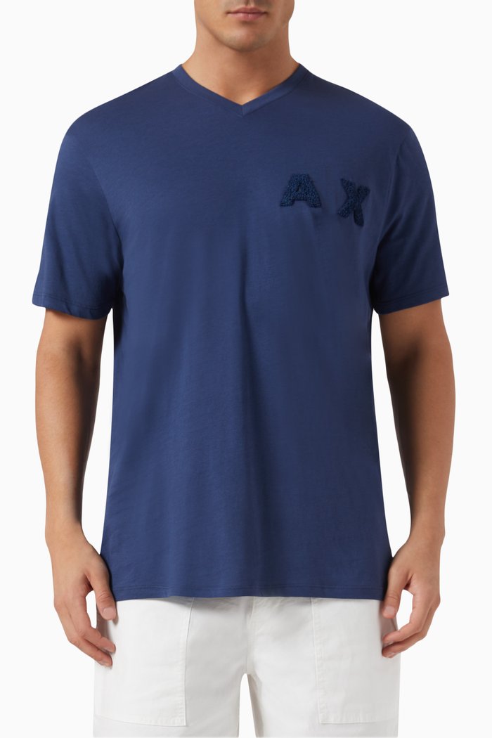 

AX Logo T-shirt in Organic-cotton, Blue