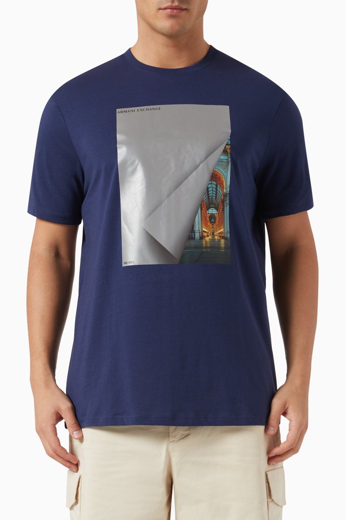 

Photographic-print T-shirt in Cotton-jersey, Blue