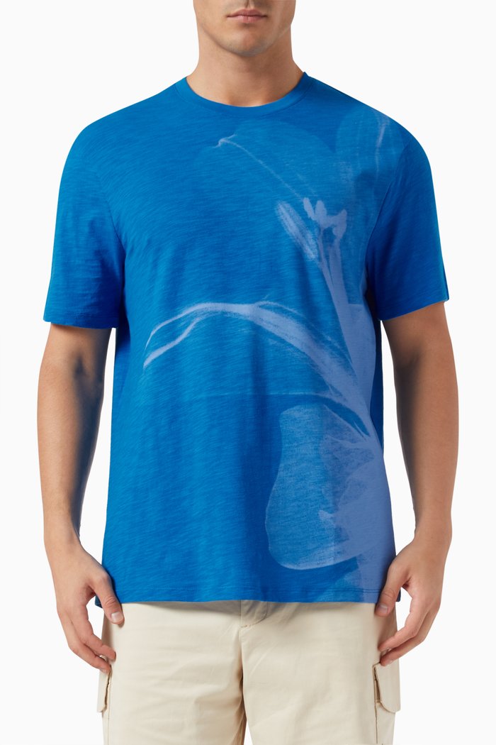 

Foliage-print T-shirt in Cotton, Blue