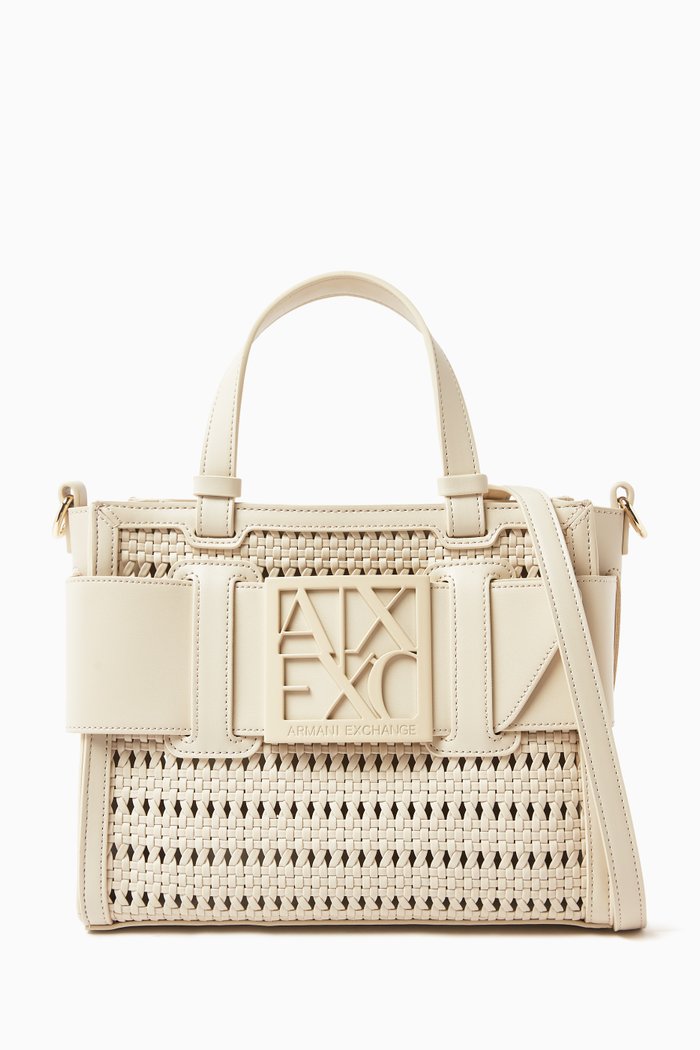 Medium Susy Tote Bag in Faux Leather, Neutral