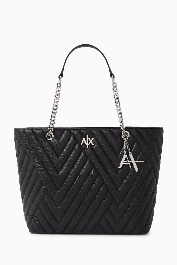 

Margareth AX Logo Tote Bag in Eco-leather, Black